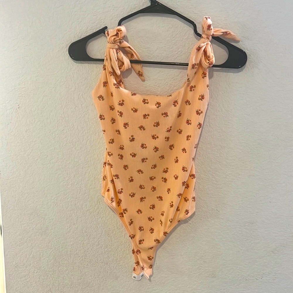 Endless Blu Pink with Flowers Tank Top Bodysuit Medium